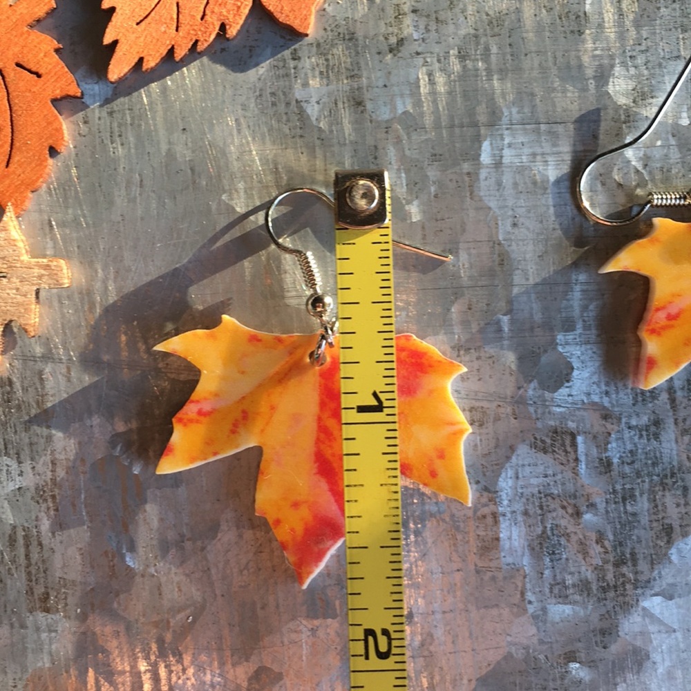 Leaf Acrylic Earrings - Picture 6 of 7